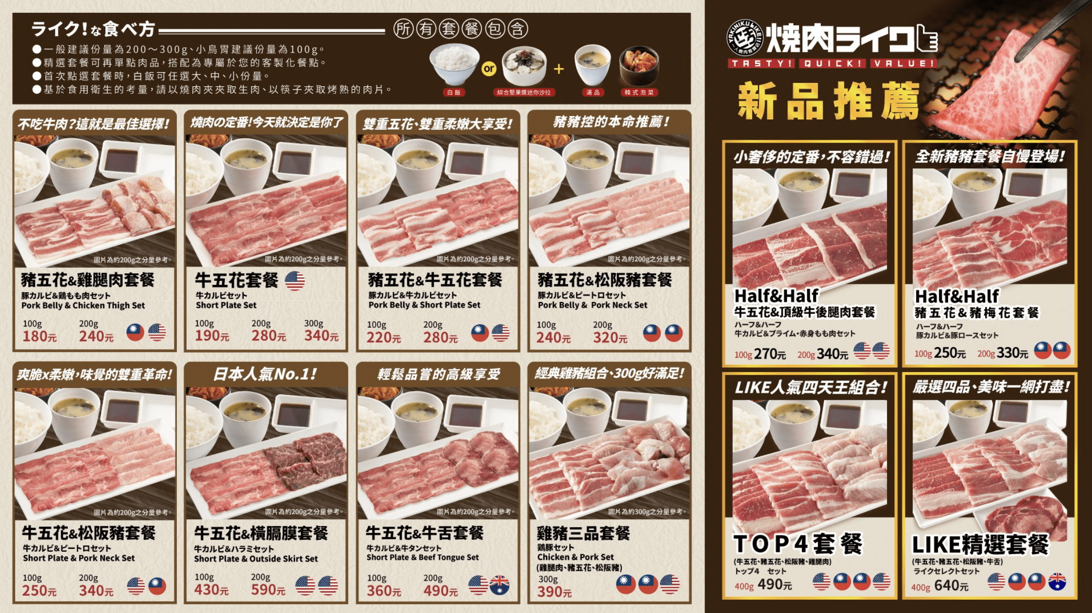 燒肉 LIKE 菜單