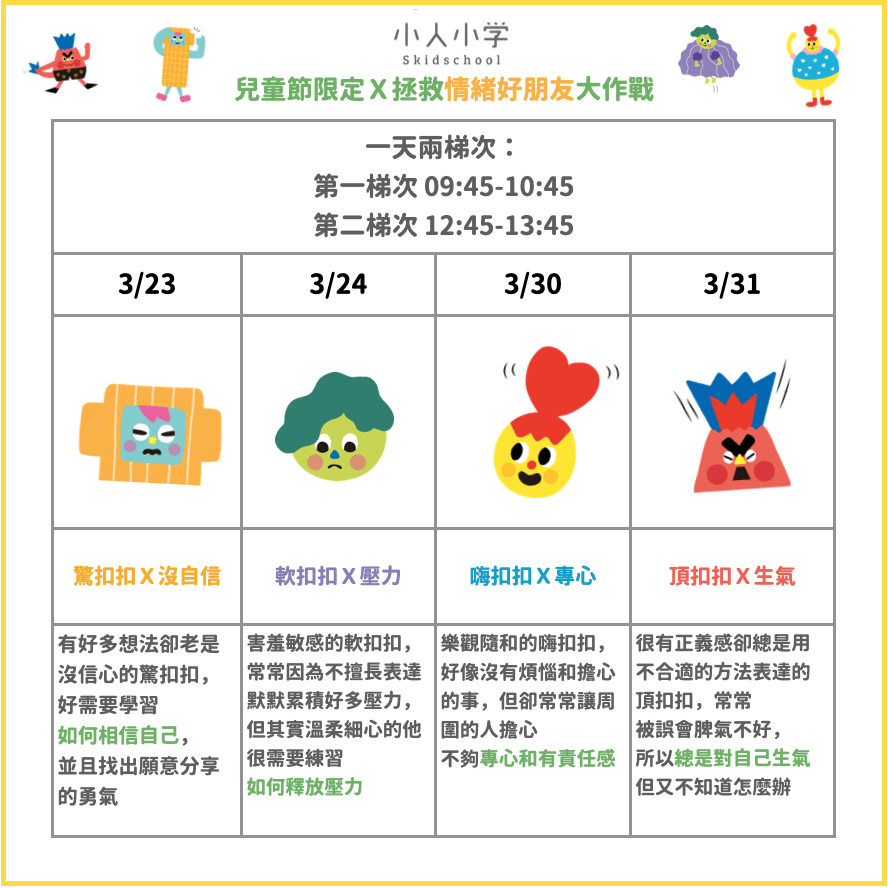 4 ~ 8 歲】兒童節限定Ｘ親子情緒課｜自信x 壓力x 專心x 生氣情緒好朋友大作戰工作坊｜Niceday