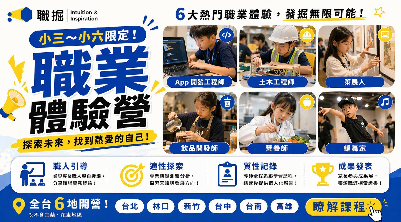 【8~12歲｜台北中正】職業體驗五日夏令營：5 種職業Ｘ職人親領Ｘ1 份興趣測驗報告